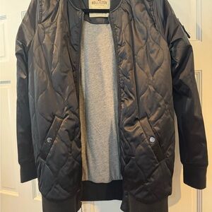 Hollister Women's Black Bomber Jacket